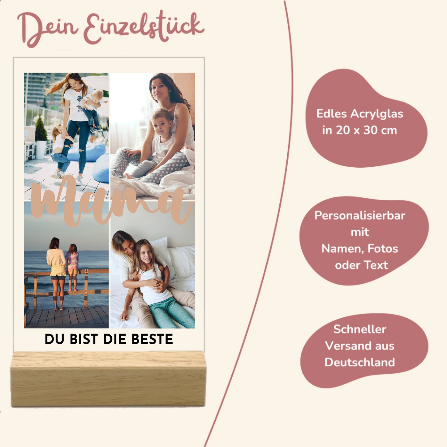Mama mit Fotos Personalisierbare Acryltafel