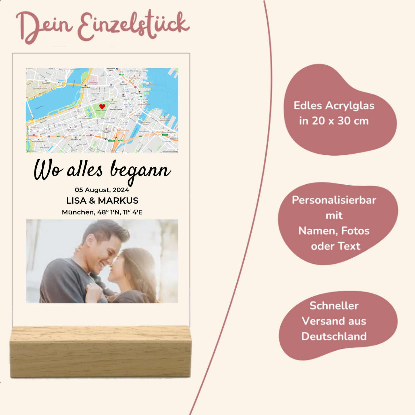 Wo alles begann mit Foto Personalisierbare Acryltafel