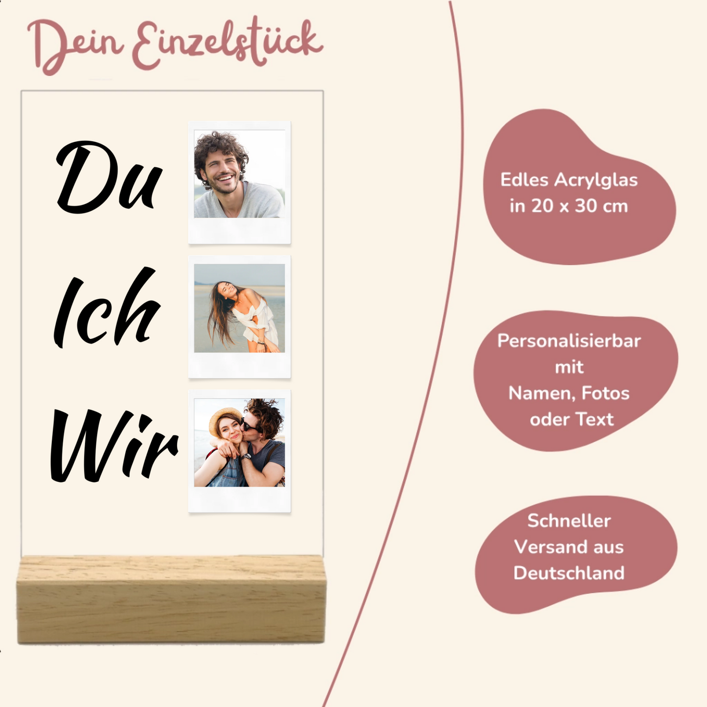 Du, Ich und Wir Personalisierbare Acryltafel