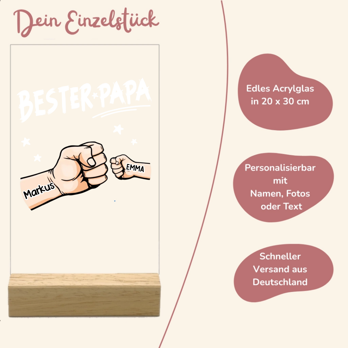 Bester Papa/Opa Personalisierbare Acryltafel