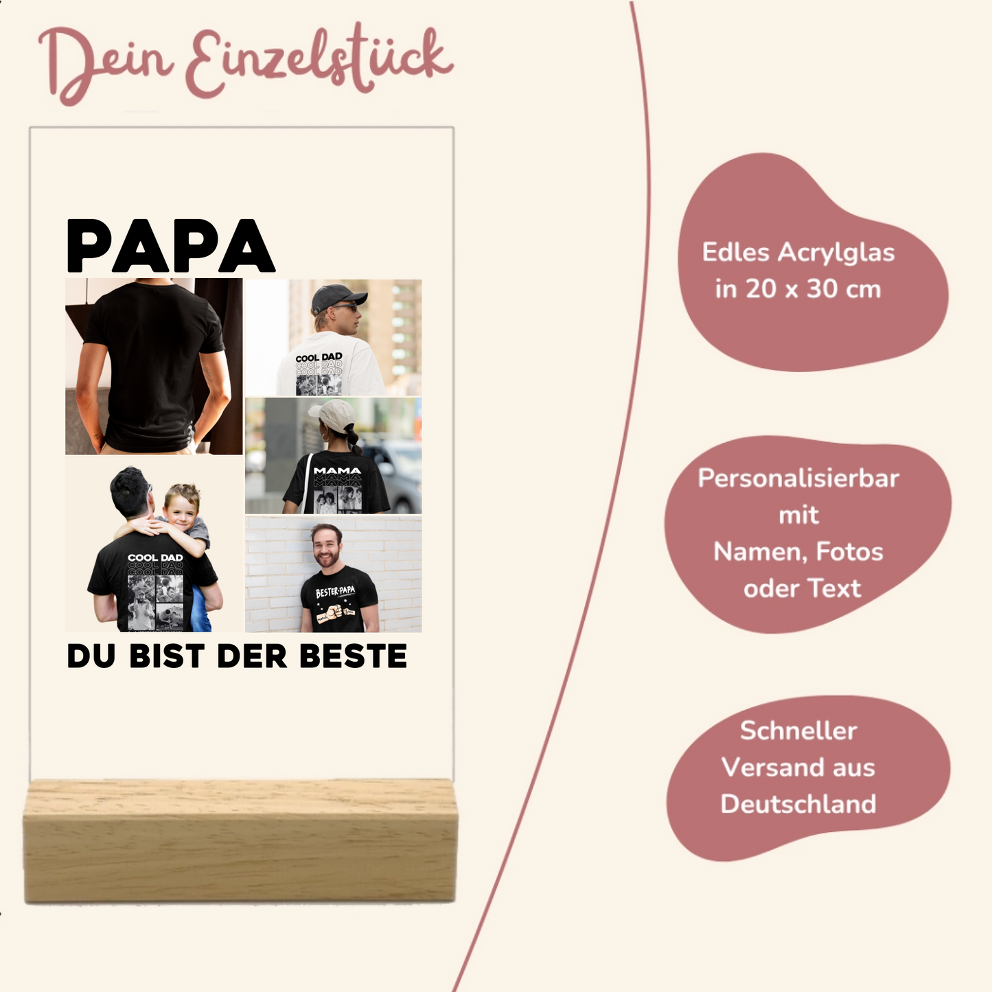 Papa du bist der Beste Personalisierbare Acryltafel