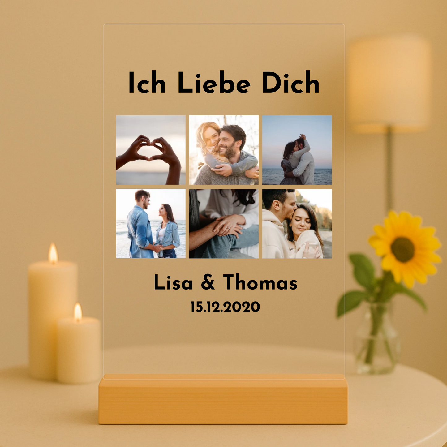 Du & Ich mit Fotos Personalisierbare Acryltafel