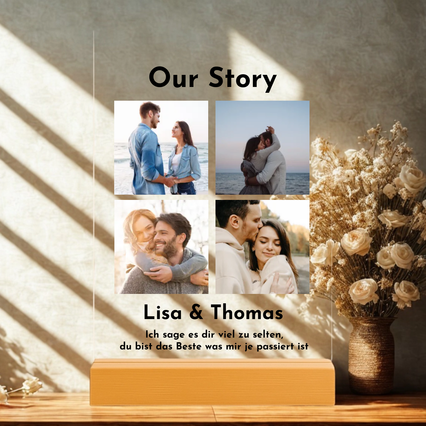 Our Story mit Fotos Personalisierbare Acryltafel