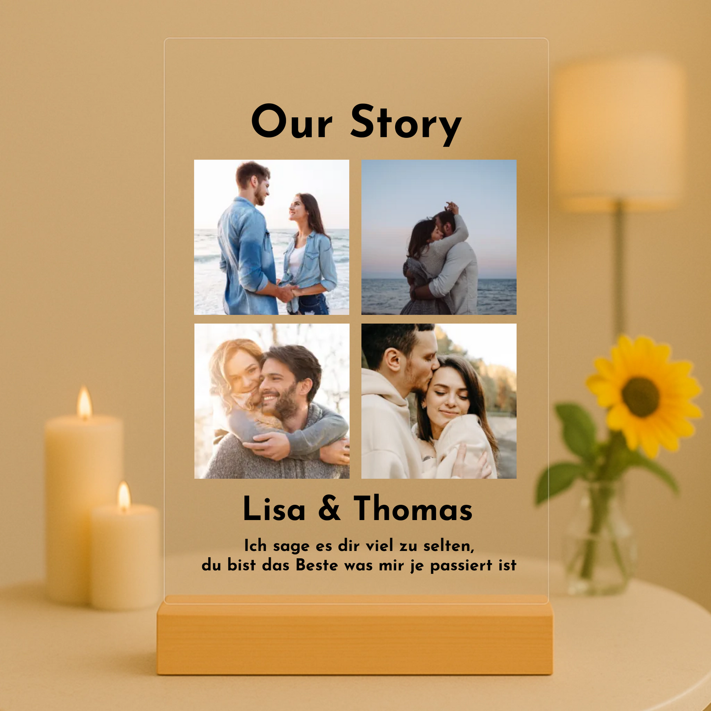 Our Story mit Fotos Personalisierbare Acryltafel