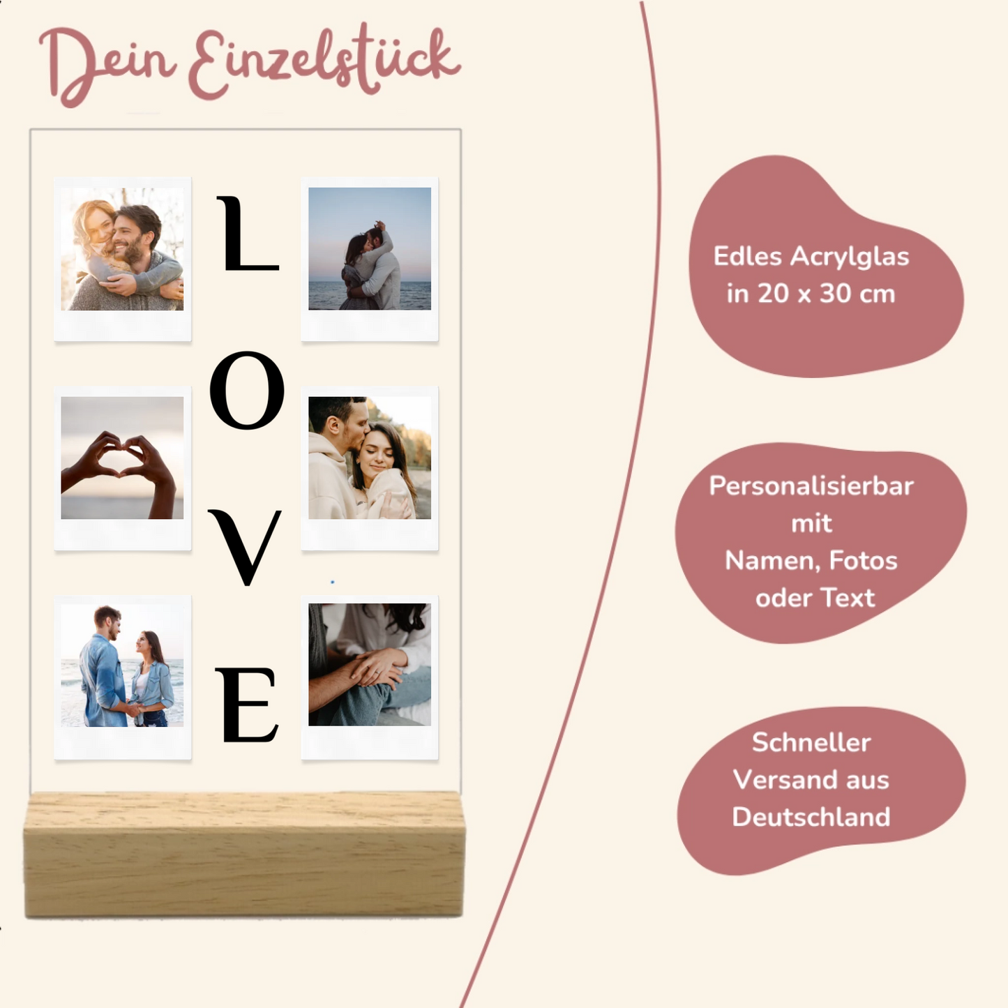 Love mit Fotos Personalisierbare Acryltafel