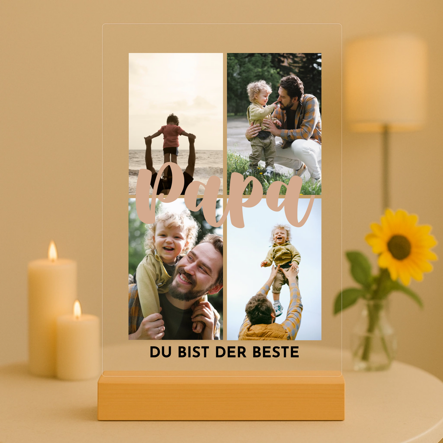 Papa mit Fotos Personalisierbare Acryltafel