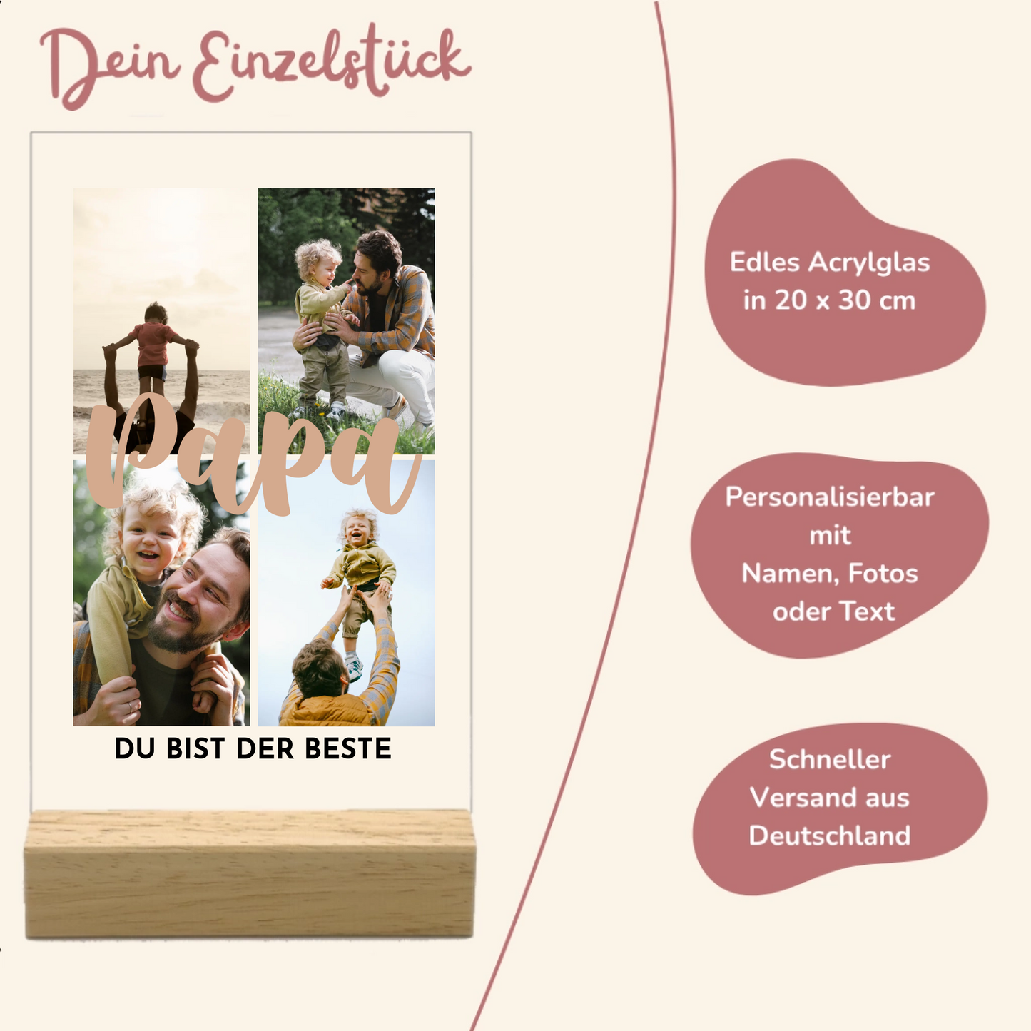 Papa mit Fotos Personalisierbare Acryltafel