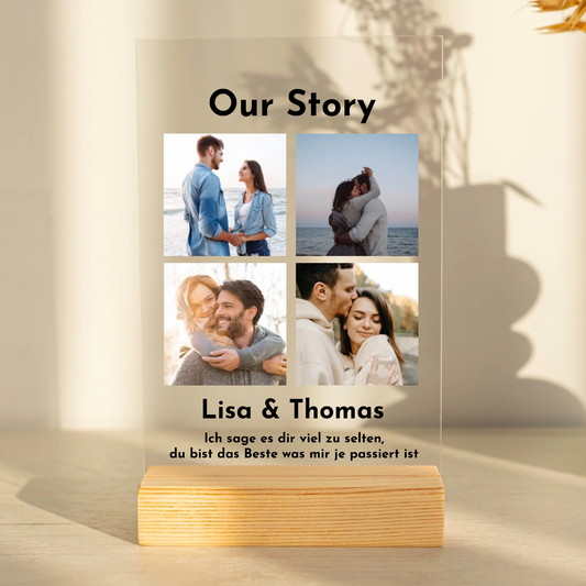Our Story mit Fotos Personalisierbare Acryltafel